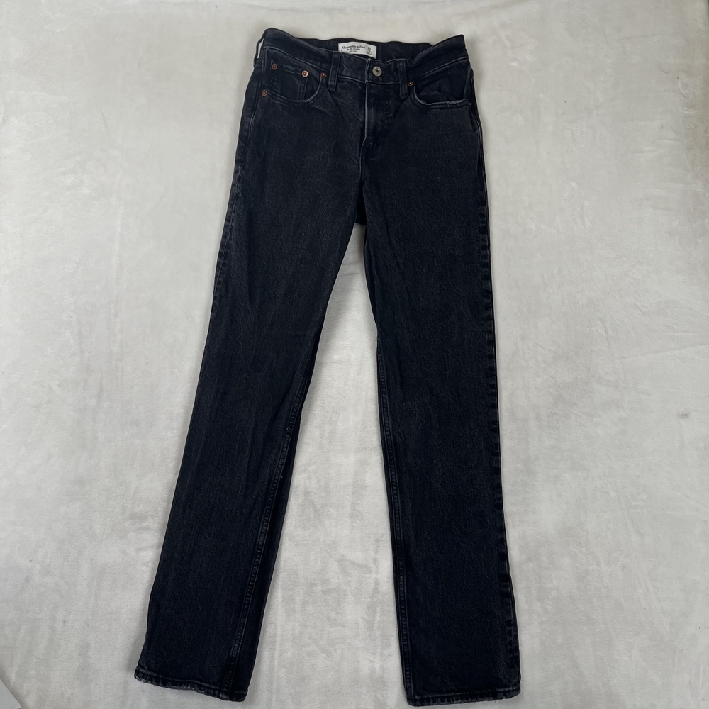 Abercrombie & Fitch 90s Straight Jeans Womens 25 0R Black Mid Rise Denim
